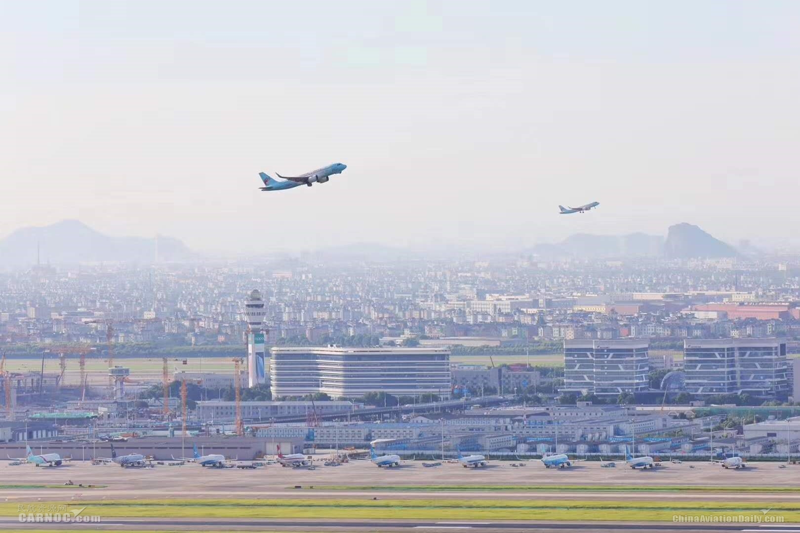 长龙航空双机比翼齐飞 见证萧山机场双跑道独立离场运行536295_ 长龙航空双机比翼齐飞 见证萧山机场双跑道独立离场运行