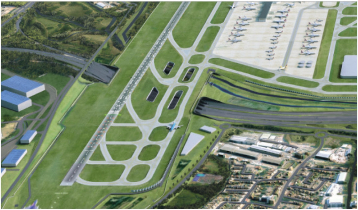 M25高速公路将改道，穿过第三跑道下方。