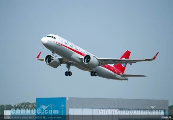 四川航空接收其首架空客A320neo飞机